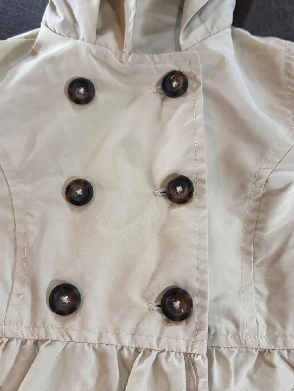 OshKosh B'gosh Girls' Hooded Double-Breasted Trench Coat - Cream Sz 4T